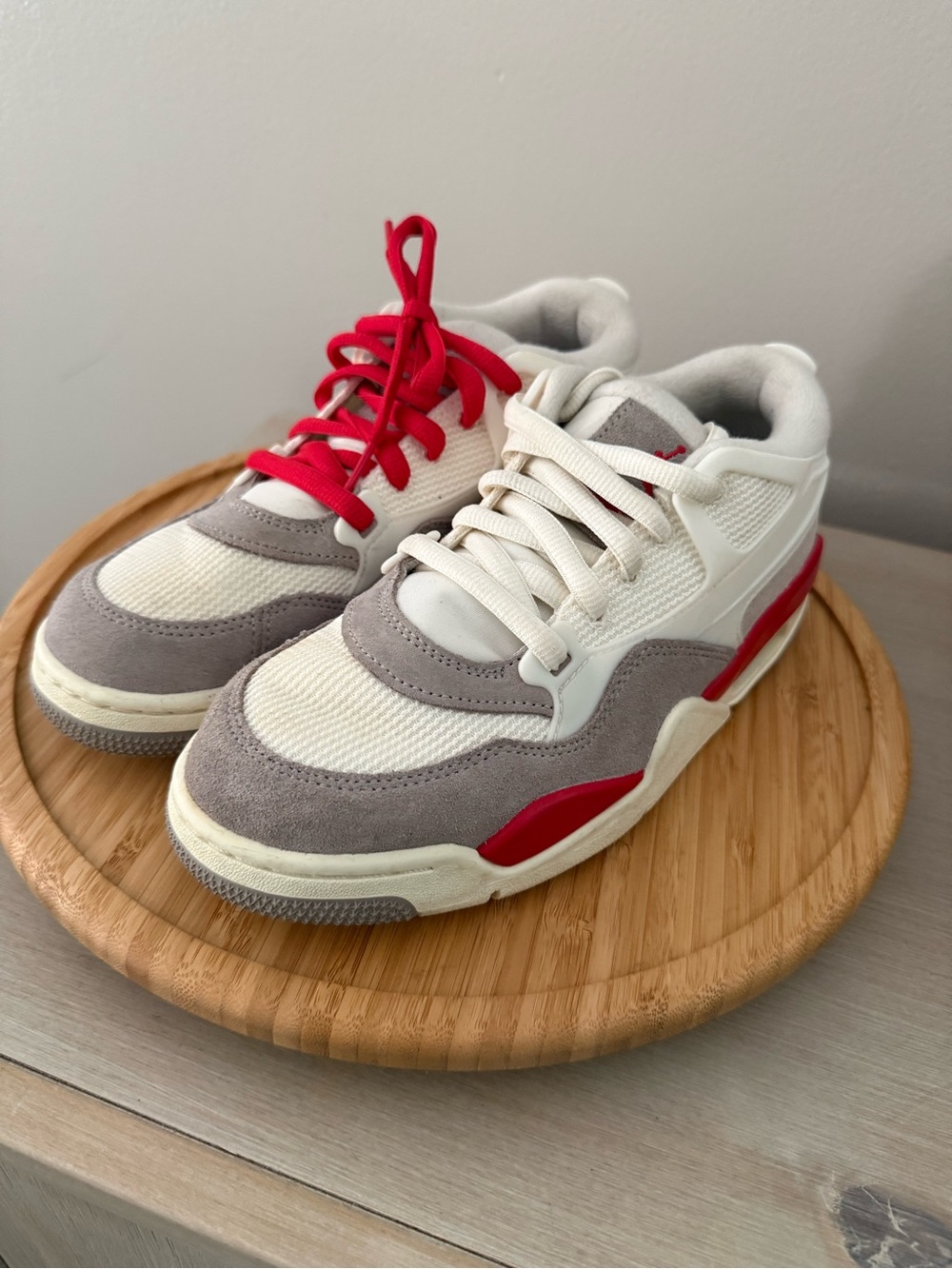 Jordan Kids Sneakers in White, Gray, and Red